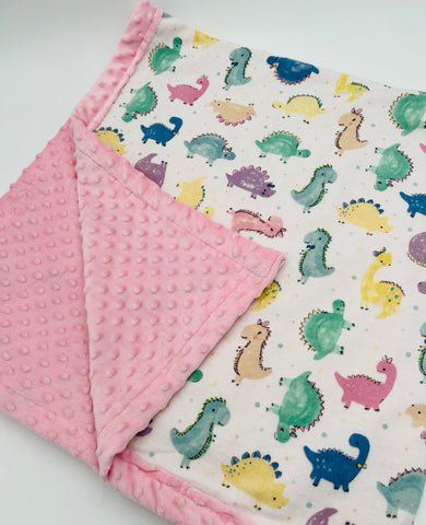 Girl Dinosaur Baby Blanket Set